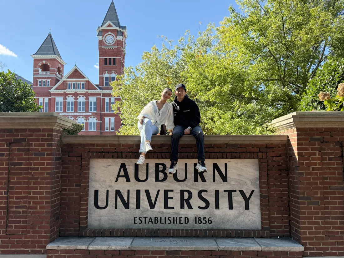 AUP students at the Auburn University entrance